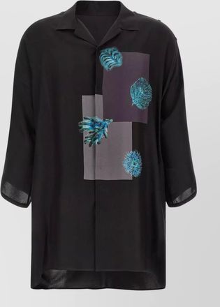 Yohji Yamamoto silk shirt three quarter sleeves graphic print