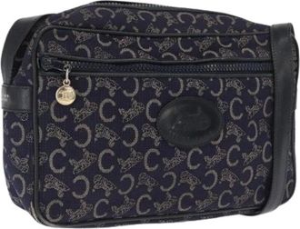Celine Pre-owned C Macadam Canvas Schoudertas - Dames - Vintage Schoudertas - Blauw - ONE Size - Leer - Vintage