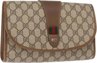 Gucci Pre-owned Clutch - Dames - Vintage Clutch - Beige - ONE Size - Leer - Vintage