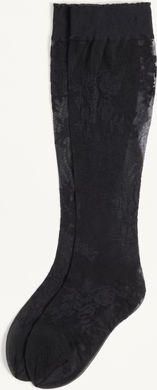 Valentino Floral Lycra Knee-High Socks Woman BLACK L/X