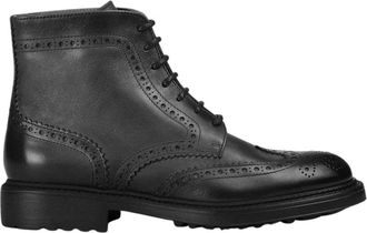 Doucal's Coda di Rondine Enkellaars - Heren - Veterlaarzen - Zwart - 44 EU - Leer - Schoenen