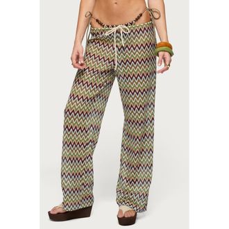 Edikted Mindee Crochet Pants in Olive at Nordstrom, Size X-Large