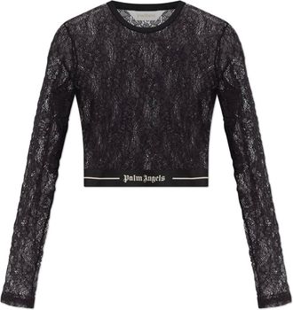 Palm Angels Tops, Dames, Zwart, XS, T-shirt met logo