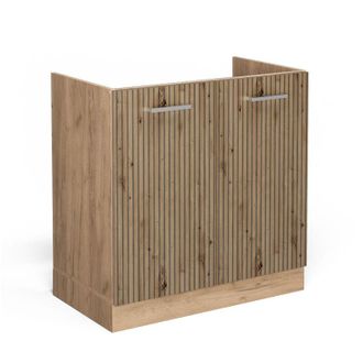 Vicco Armario Bajo Para Fregadero R-line, Roble Artesanal, 80 Cm Sin Encimera
