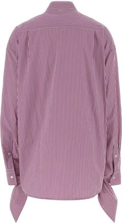 Balenciaga Womens Embroidered Poplin Oversize Shirt Plum White Cotton Purple