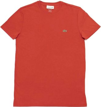 Lacoste Mens Standard Short Sleeve Pima Crewneck Tee In Red