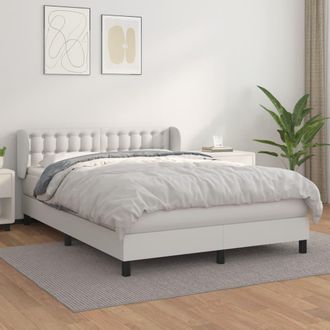 vidaXL Vidaxl - Cama Box Spring Con Colch&oacute;n Cuero Sint&eacute;tico Blanco 140x200cm