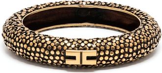 Elisabetta Franchi Rigid textured bracelet - women - Metal - One Size - Gold