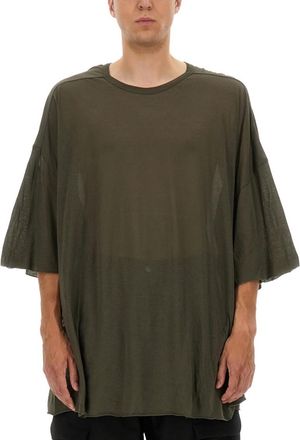 Rick Owens Green Solid Round Neck T-Shirt
