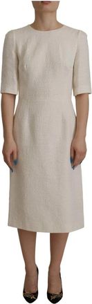 Dolce & Gabbana Witte Bloemen Sheath Jurk - Dames - Casual kleedjes - Wit - XS - Katoen - Kleedjes