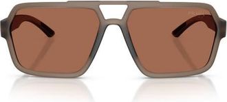 Prada 59mm Pilot Sunglasses in Transparent Brown /Brown at Nordstrom