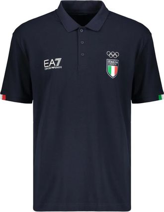 Emporio Armani Polo manica corta con logo - - Tops - Uomo - Blu - S