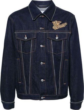 Off-white 90s Logo Skate Denim Jacket Raw Blue Gold OMYE092S24DEN0014522