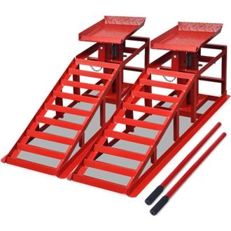 vidaXL Vidaxl - Rampas De Reparaci&oacute;n De Coches 2 Uds Acero Rojo