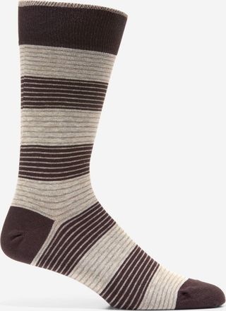 Cole Haan Mens Multi Stripe Dress Crew Socks - Brown