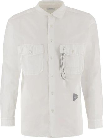 And Wander Katoenmix Shirt met Logo - Heren - Casual Overhemden - Wit - S - Katoen - Overhemden