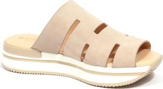 Hogan Su&egrave;de Sandaal zonder Bandje - Dames - Sandalen - Beige - 35 EU - Su&egrave;de - Schoenen