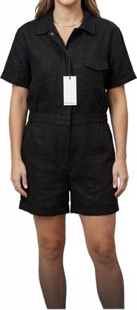 Rivet Utility Pre-Loved The Runaround Zip Front Linen Romper In Black