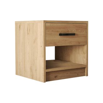 Dmora Mesita De Noche Noul, Un Caj&oacute;n, 2 Estantes, Apertura Corredera, 52x45x47h Cm Roble Marr&oacute;n