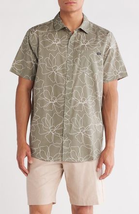 Hurley Caryota Short Sleeve Cotton Button-Up Shirt in Iguana at Nordstrom Rack, Size Small