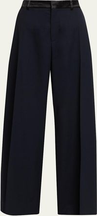 Nackiy&eacute; Hutton Satin-Waistband Wide-Leg Pants