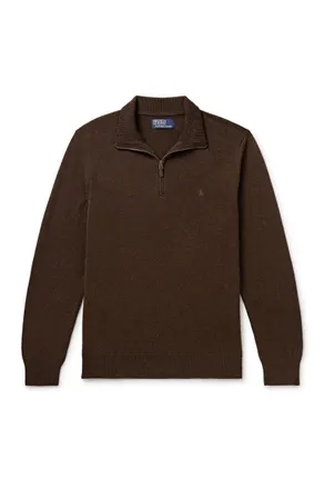 Polo Ralph Lauren Logo-Embroidered Wool Half-Zip Sweater