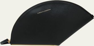 Carolina Herrera Consuelo Fan-Shaped Leather Clutch Bag