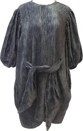 Ganni geplooide jurk met riem in zwarte viscose