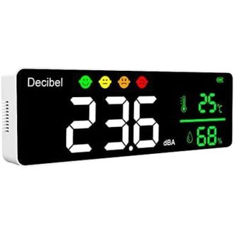 Elle Son&oacute;metro Digital 3 En 1: Medidor De Decibelios, Term&oacute;metro Y Medidor De Humedad. Pantalla Grande Y Brillante. Calibraci&oacute;n Autom&aacute;tica