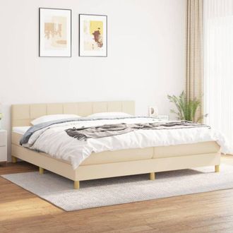 vidaXL Vidaxl - Cama Box Spring Con Colch&oacute;n Tela Color Crema 200x200 Cm