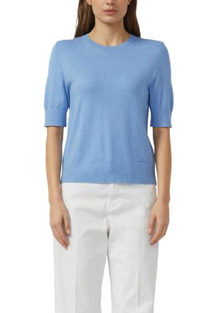 s.Oliver Strickpullover S.OLIVER, Damen, Gr. 34, blau, Feinstrick, Obermaterial: 100% Baumwolle, unifarben, normal h&uuml;ftbedeckend, Rundhals, Flachstrickb&uuml;ndchen