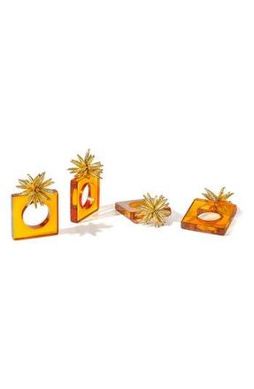 Tiramisu Golden Urchin Set of 4 Amber Napkin Rings in Orange/Gold at Nordstrom Rack
