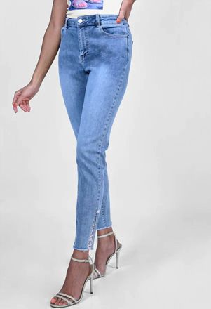 Frank Lyman Design Lacey Lace Rhinestone And Pearl Jean - Plus In Blue