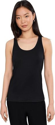 Eileen Fisher Organic Cotton Stretch Rib Scoop Neck Slim Tank Top Womens Clothing Black : SM