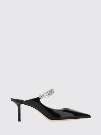 Jimmy Choo London Crystal-Embroidered Patent Leather Mules with Medium Heel