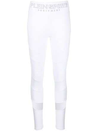 Plein Sport Statement cotton-blend leggings - women - Cotton/Polyester/Polyurethane/Spandex/Elastane - S - White