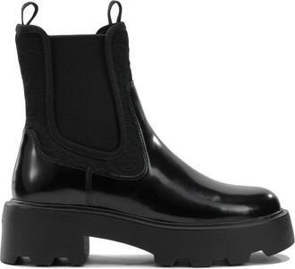 Tory Burch T Monogram Chelsea Lug Boot - Dames - Chelseaboots - Zwart - 40 EU - Leer - Schoenen