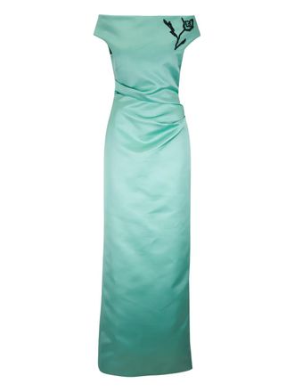 Erdem embellished satin maxi dress - women - Polyester/Acetate/Silk - 14 - Green