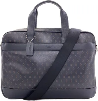 Coach Navy Leather Briefcase (Pre-Owned)