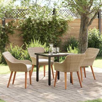 vidaXL Conjunto De Comedor De Jard&iacute;n 5 Pcs Beige Rat&aacute;n Sint&eacute;tico Vidaxl