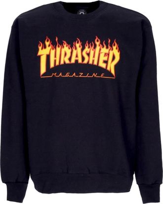 Thrasher Flame Crewneck Sweatshirt Zwart/Geel - Heren - Sweatshirts - Zwart - M - Katoen - Hoodies & sweatvesten