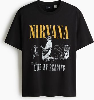 H&M T-Shirt in Loose Fit - Schwarz