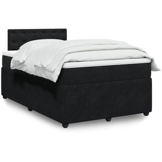 vidaXL Cama Box Spring Con Colch&oacute;n Terciopelo Negro 120x190 Cm Vidaxl