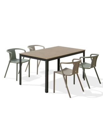 DCB Garden Conjunto de comedor de jard&iacute;n 4 plazas de aluminio