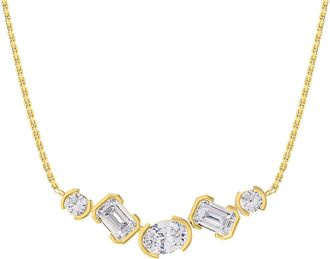 Diamond2Deal 18k Vermeil Plated Silver 2.6 Ct Multi Shape Lab Grown Diamond Pendant Necklace 18