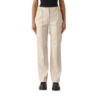 Twinset Straight Trousers, female, White, S, White faux leather Trousers with regular fit