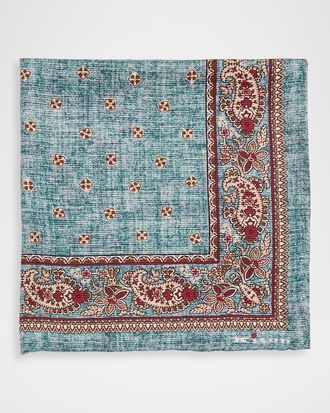 Kiton Men & apos;s Paisley Double-Face Silk Pocket Square