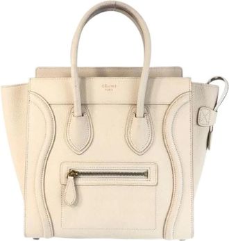 Celine Pre-owned Tote Bags, female, White, Size: ONE SIZE Pre-owned Luggage Micro Leather Tote Ivory