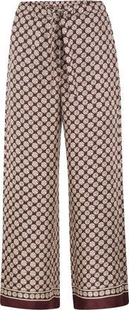 Max Mara Stmamelia Pantalones anchos de sarga de seda estampada