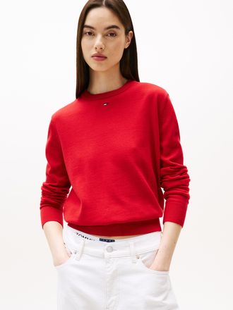 Tommy Jeans Strickpullover TOMMY JEANS TJW ESSENTIAL CREW SWEATER EXT, Damen, Gr. M (38), rot (sapphire rot), Feinstrick, Obermaterial: 100% Baumwolle, unifarben,